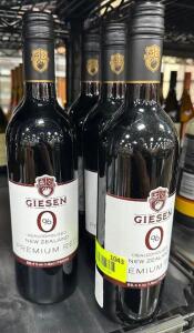 (5) BOTTLES OF GIESEN NON ALCOHOLIC BOTTLES OF RED WINE