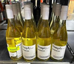 (12) BOTTLES OF SIMPLY WASHINGTON STATE CHARDONNAY