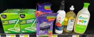 (11) ASSORTED CLEANING SUPPLIES AND CLEANER.