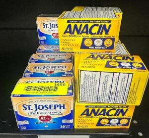 (1$) ASSORTED BOTTLES OF ASPIRIN