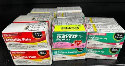 (20) ASSORTED BOTTLES OF ASPIRIN