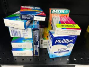 (12) ASSORTED BOXES OF ASPIRIN AND MEDICATION