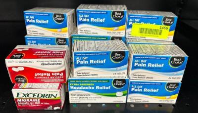 (15) ASSORTED BOTTLES OF ASPIRIN AND EXCEDRIN