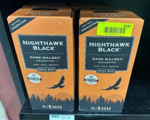 (4) BOXES OF NIGHTHAWK DARK MALBEC BOX WINE