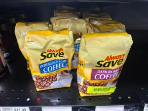 (12) BAGS OF ALWAYS SAFE COFFEE GROUNDS