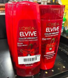 (12) ASSORTED BOTTLES OF LOREAL ELVIVE HAIR CARE PRODUCTS.