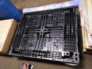 DESCRIPTION: (2) PLASTIC PALLETS BRAND/MODEL: INTRACO INFORMATION: BLACK SIZE: 1200X1000X120 RETAIL$: $205.00 EA QTY: 2