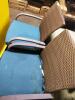 DESCRIPTION: (1) OUTDOOR PATIO FURNITURE, CURVED FURNITURE BRAND/MODEL: BROWN JORDAN INFORMATION: BROWN RATTAN SIZE: LOVE SEAT AND TWO SEATS RETAIL$: - 3