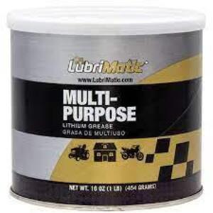 DESCRIPTION: (6) MULTIPURPOSE LITHIUM GREASE BRAND/MODEL: LUBRIMATIC SIZE: 16 OZ RETAIL$: $10.11 EA QTY: 6