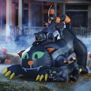 Large Lighted Inflatable Black Cat