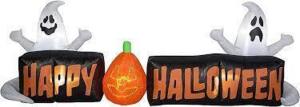 DESCRIPTION: (1) HALLOWEEN DECORATIONBRAND/MODEL: AIRBLOWN INFLATABLESINFORMATION: HAPPY HALLOWEEN WITH GHOSTSIZE: 9X2RETAIL$: $89.99 EAQTY: 1