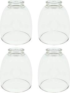 Aspen Creative Clear 23073-4 Transitional Style Replacement Glass Shade, 2-1/8" Fitter Size, 5-1/2" high x 4-5/8" Diameter, 4 Pack