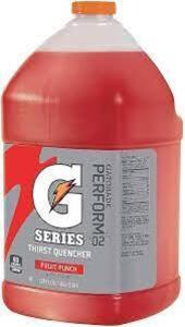 DESCRIPTION: (2) SPORTS DRINK CONCENTRATEBRAND/MODEL: GATORADEINFORMATION: FRUIT PUNCHSIZE: 1 GALLONRETAIL$: $17.17 EAQTY: 2