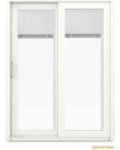 71 in. x 80 in. V-4500 White Vinyl Left-Hand Full Lite Sliding Patio Door w/Internal Blinds