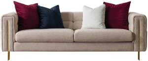 Acanva Modern Living Room Sofa Linen-Like Straight Arm, 92" W Couch, Beige