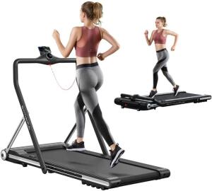 (3) - RHYTHM FUN Treadmill Folding Running Treadmill Under Desk Walking Pad Treadmill with Foldable Handtrail Wide Tread Belt Super Slim Mini Quiet Home Treadmill