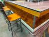 14' X 14' " U " SHAPED MARBLE TOP BAR WITH WOOD PANELING AND 2" BRUSHED CHROME FOOT RAIL. - 2