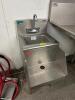 WALL MOUNTED STAINLESS HAND SINK W/ BLENDER RACK. - 2