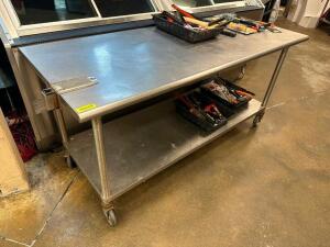 72" X 30" STAINLESS TABLE W/ CASTERS