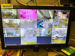 14 GROUP SECURITY CAMERA SYSTEM W/ DIGITAL VIDEO RECORDER.