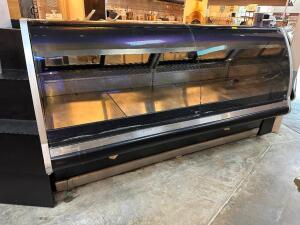 HUSSMANN 8' CURVED GLASS REFRIGERATED DELI CASE.