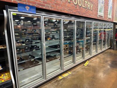 (2) HUSSMANN 5 GLASS DOOR COOLER UNITS. 10 DOORS TOTAL