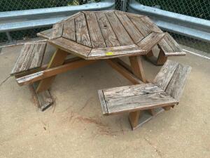 45" WOODEN PATIO TABLE W/ BENCH SEATS