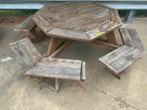 45" WOODEN PATIO TABLE W/ BENCH SEATS