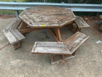 45" WOODEN PATIO TABLE W/ BENCH SEATS