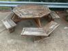 45" WOODEN PATIO TABLE W/ BENCH SEATS - 2