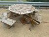 45" WOODEN PATIO TABLE W/ BENCH SEATS - 2