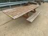 10' WOODEN PATIO TABLES W/ BENCH SEATS