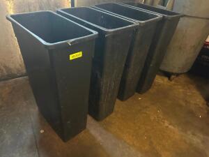 (4) 20 GALLON BLACK BAR SIDE TRASH CANS