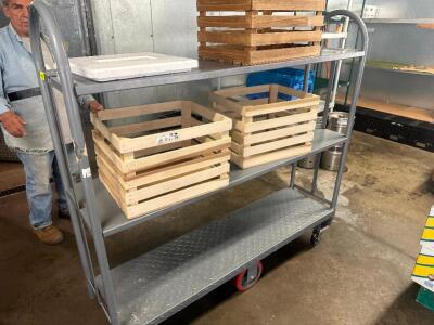 60" X 16" THREE TIER WAREHOUSE CART.