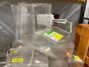 (6) CLEAR PLASTIC INGREDIENTS SERVER BINS W/ SCOOPS