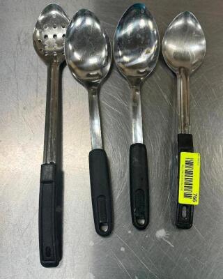 (4) STAINLESS SERVING SPOONS