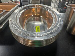 (6) STAINLESS OVAL DELI TRAYS.