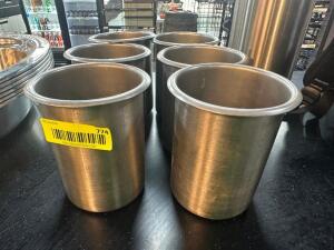 (6) STAINLESS SALAD BAR INSERTS ( ROUND )