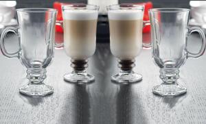 SOHO CAFE 4PC GLASS IRISH COFFEE MUGS RETAILS FOR $29.99