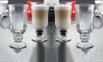 SOHO CAFE 4PC GLASS IRISH COFFEE MUGS RETAILS FOR $29.99