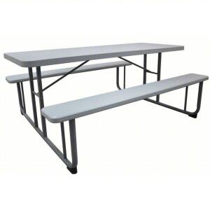 DESCRIPTION: (1) PICNIC TABLE, RECTANGLE BRAND/MODEL: PRODUCT NUMBER #12F621 INFORMATION: GRAY, PLASTIC SIZE: 72 1/8 IN OVERALL WD, 57 IN OVERALL DP R