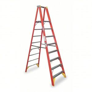 DESCRIPTION: (1) FIBERGLASS TRIPOD STEP LADDER BRAND/MODEL: WERNER #4EB98 INFORMATION: LOAD CAPACITY: 300 LBS/TYPE IA SIZE: 10' LADDER, 8' PLATFORM H