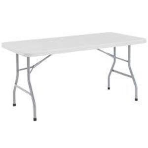 DESCRIPTION: (1) FOLDING TABLE BRAND/MODEL: NATIONAL PUBLIC SEATING INFORMATION: GREY, POLYETHYLENE SIZE: 30" X 60" RETAIL$: $269.00 EA QTY: 1