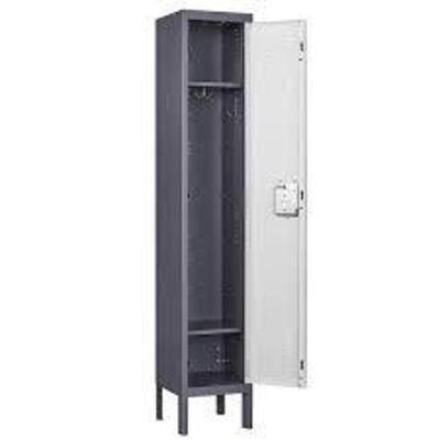 DESCRIPTION: (1) METAL SINGLE WARDROBE LOCKER BRAND/MODEL: MLEZAN INFORMATION: GRAY SIZE: 12" X 12" X 66" RETAIL$: $209.99 EA QTY: 1