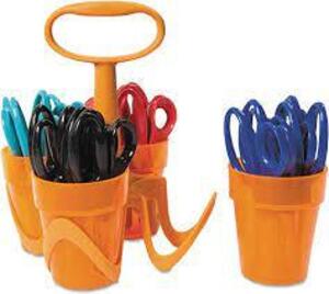 DESCRIPTION: (1) PACK OF (24) SCISSORS WITH CARRY CADDY BRAND/MODEL: FISKARS INFORMATION: RED, GREEN, BLUE, AND LIGHT BLUE SIZE: REMOVABLE CUPS RETAIL