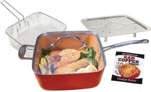 TELEBRANDS 5PC 10" RED COPPER SQUARE PAN SET RETAILS FOR $59.99