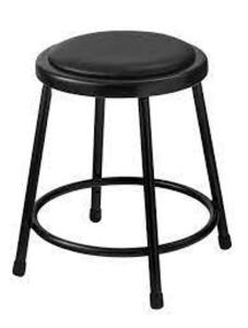 DESCRIPTION: (1) HEAVY DUTY PADDED STOOL BRAND/MODEL: NATIONAL PUBLIC SEATING #6418-10 INFORMATION: BLACK, VINYL SIZE: 18" RETAIL$: $66.62 EA QTY: 1