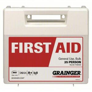 DESCRIPTION: (3) FIRST AID KITS BRAND/MODEL: PRODUCT NUMBER #488G88 INFORMATION: WHITE SIZE: 25 PEOPLE SERVED RETAIL$: $86.32 EA QTY: 3