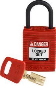 DESCRIPTION: (4) PACK OF (6) SAFEKEY LOCKOUT PADLOCK BRAND/MODEL: BRADY #NYL-RED-38 PL-KD 6 PK INFORMATION: RED SIZE: 38MM RETAIL$: $100.00 EA QTY: 4