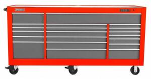 DESCRIPTION: (1) ROLLING TOOL CABINET BRAND/MODEL: PROTO/550S INFORMATION: GLOSS RED RETAIL$: $4,922 SIZE: 67"W X 25-1/4"D X 41"H QTY: 1